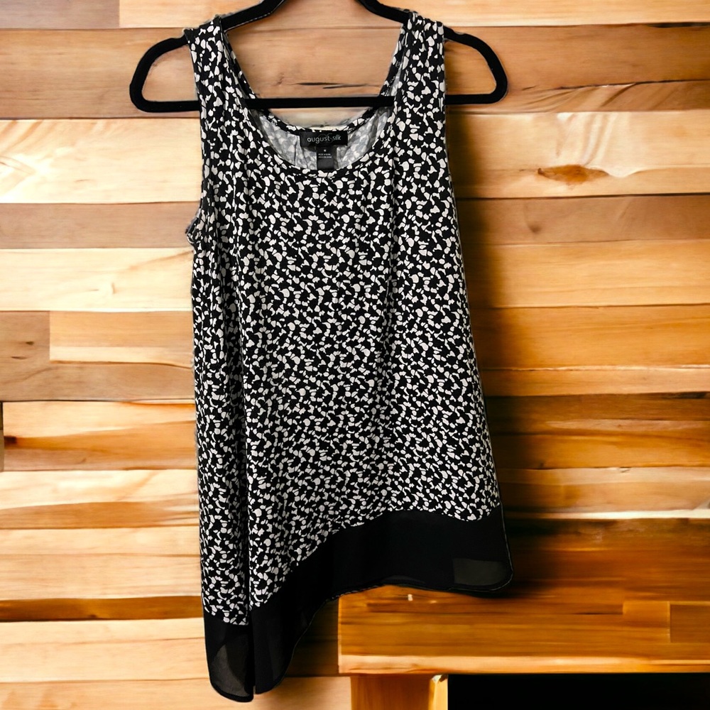 August Silk Black & White Asymmetrical Tank Top